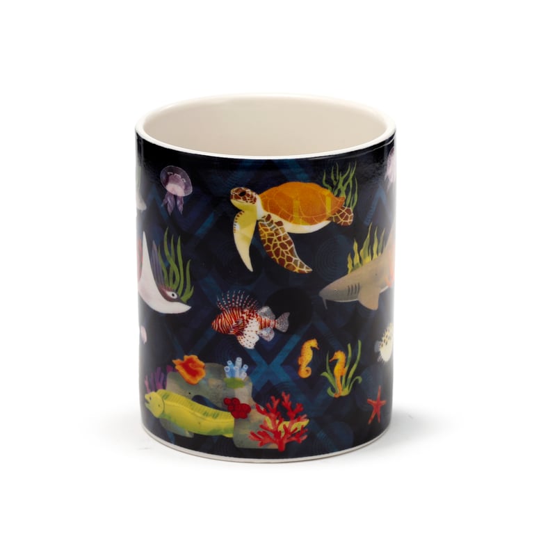 Porcelain Marine Kingdom Mug - Dishwasher & Microwave Safe, 300ml
