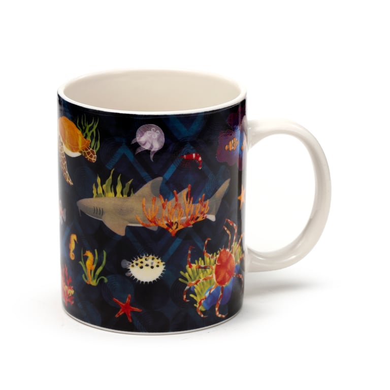 Porcelain Marine Kingdom Mug - Dishwasher & Microwave Safe, 300ml