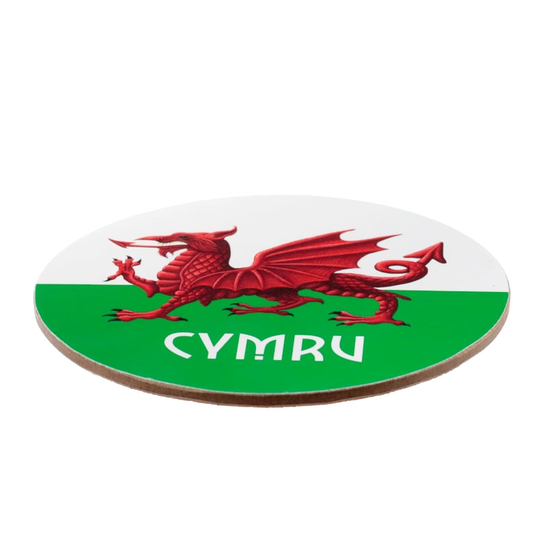 Porcelain Welsh Dragon Mug & Coaster Set - Dishwasher Safe, 375ml Souvenir from Wales
