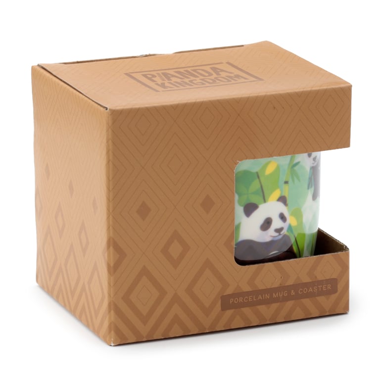 Porcelain Panda Kingdom Mug & Cork Coaster Set - Microwave & Dishwasher Safe