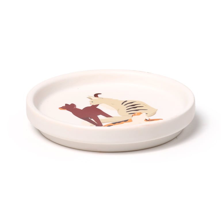 Porcelain Feline Fine Cats Mug & Coaster Lid Set - Microwave & Dishwasher Safe