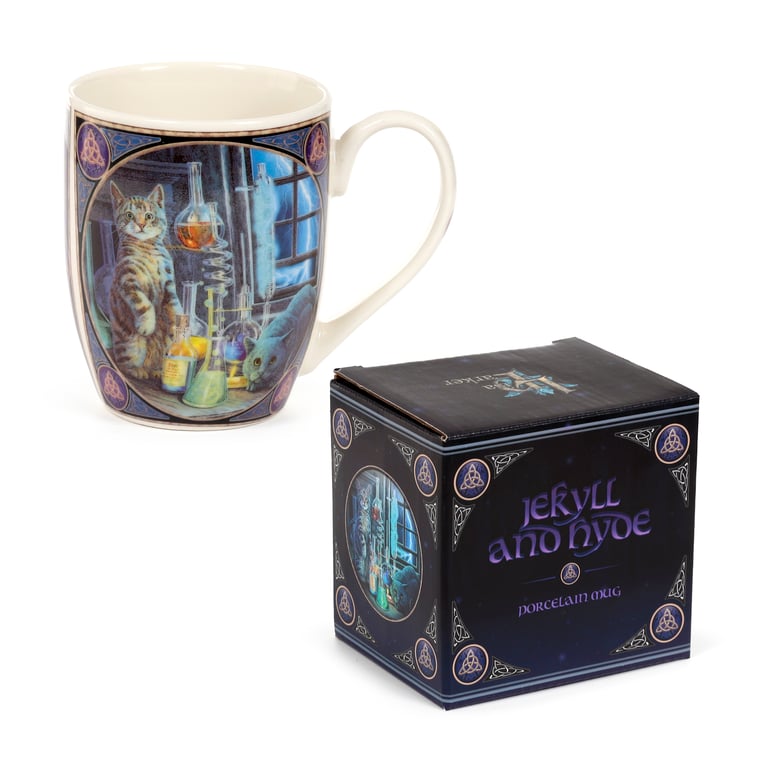 Lisa Parker Jekyll & Hyde Cats Porcelain Mug - 300ml, Food Safe, Microwave & Dishwasher Friendly