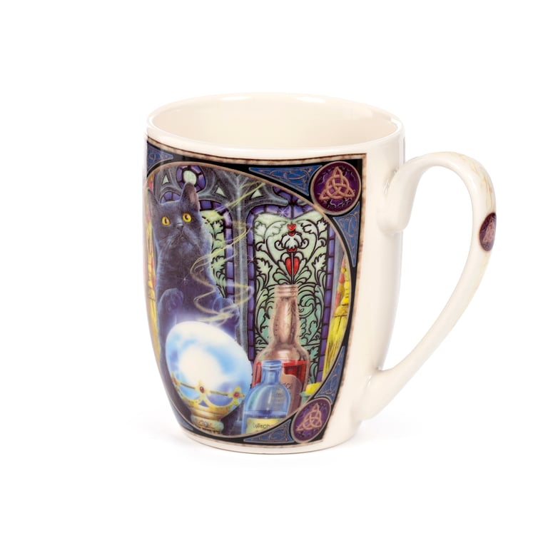 Porcelain Mug - The Witch s Apprentice Cat Design - 300ml Microwave & Dishwasher Safe