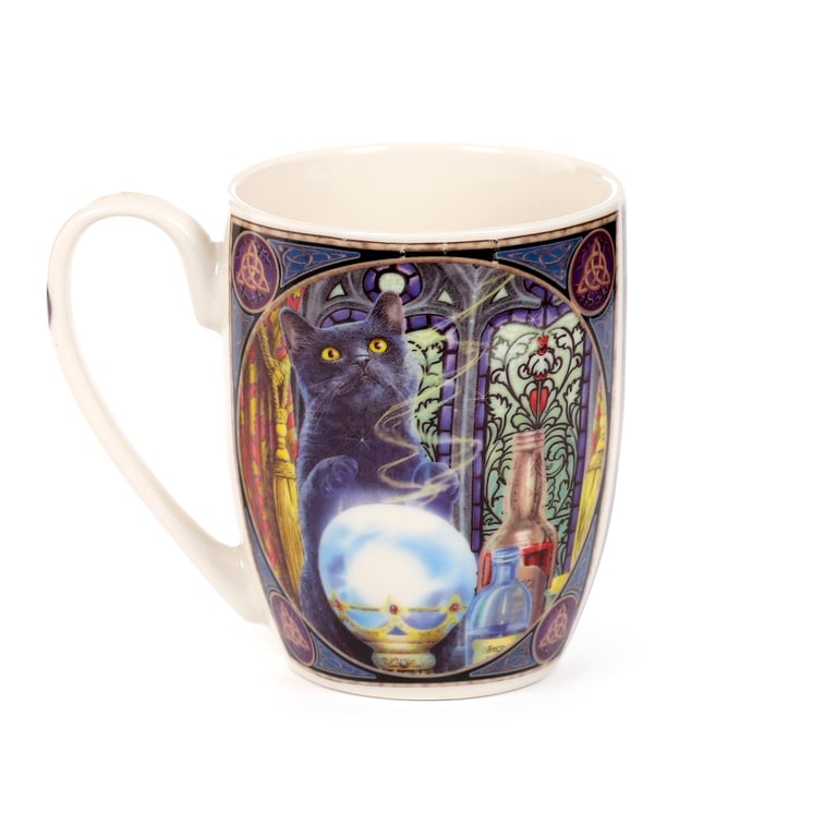 Porcelain Mug - The Witch s Apprentice Cat Design - 300ml Microwave & Dishwasher Safe