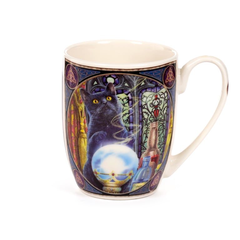 Porcelain Mug - The Witch s Apprentice Cat Design - 300ml Microwave & Dishwasher Safe