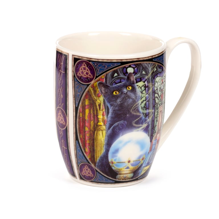 Porcelain Mug - The Witch s Apprentice Cat Design - 300ml Microwave & Dishwasher Safe