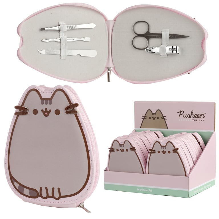 Pusheen Cat 5-Piece Zip Up Manicure Set - Polyurethane & Stainless Steel