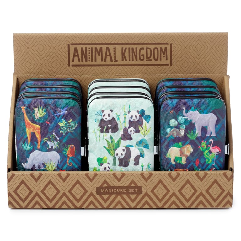 5 Piece Stainless Steel Animal Kingdom Manicure Set with Push Button Clasp