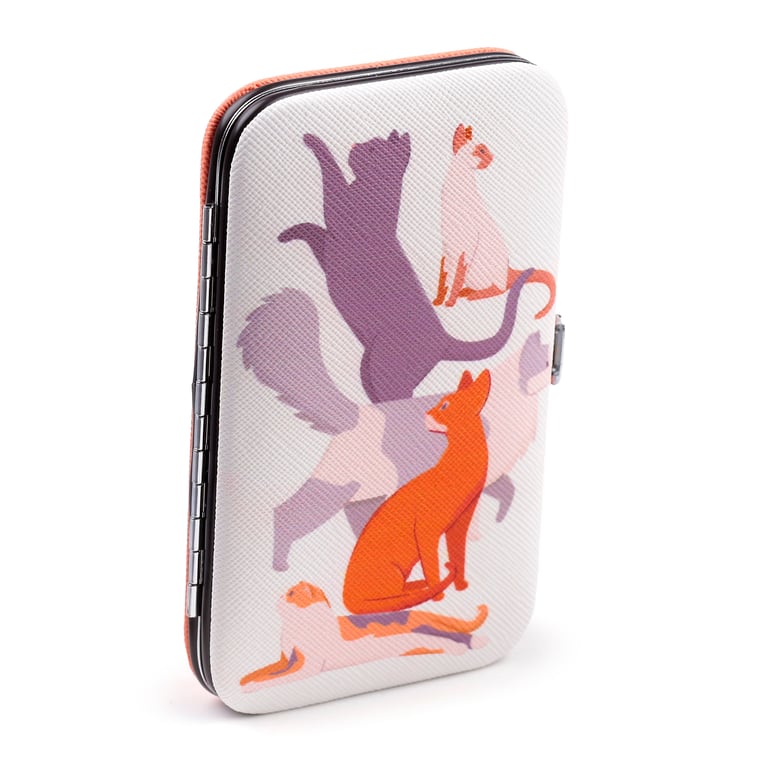 5 Piece Stainless Steel Manicure Set - Feline Fine Cats with Push Button Clasp