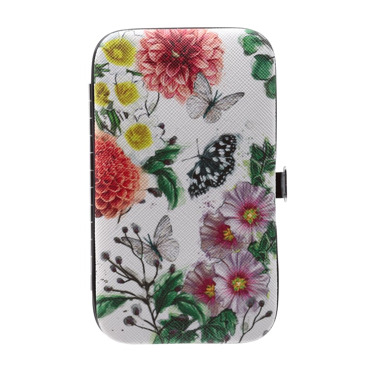 Butterfly Meadows 5-Piece Stainless Steel Manicure Set with Push Button Clasp