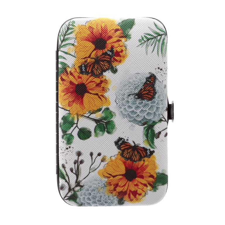 Butterfly Meadows 5-Piece Stainless Steel Manicure Set with Push Button Clasp