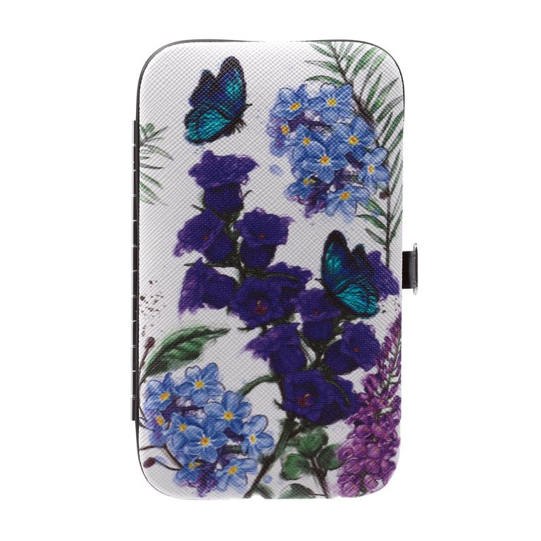 Butterfly Meadows 5-Piece Stainless Steel Manicure Set with Push Button Clasp