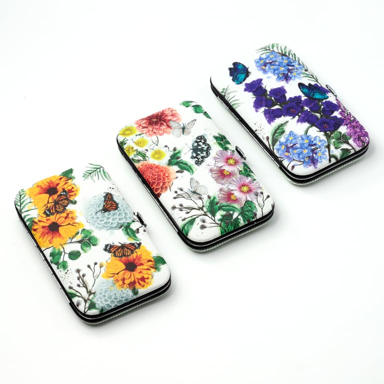 Butterfly Meadows 5-Piece Stainless Steel Manicure Set with Push Button Clasp