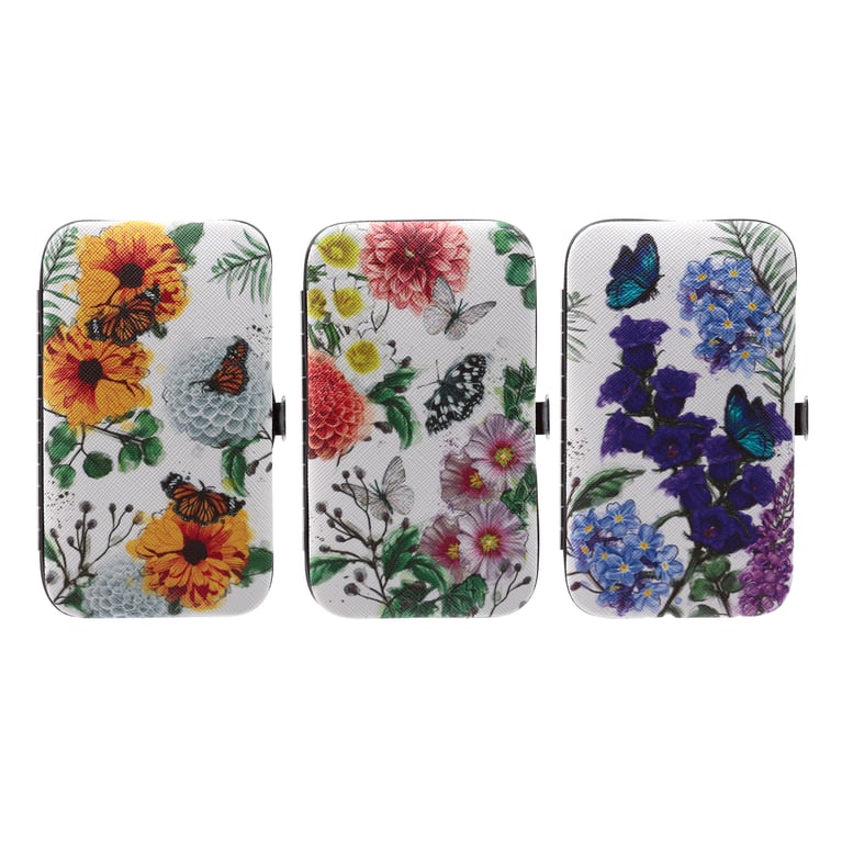 Butterfly Meadows 5-Piece Stainless Steel Manicure Set with Push Button Clasp