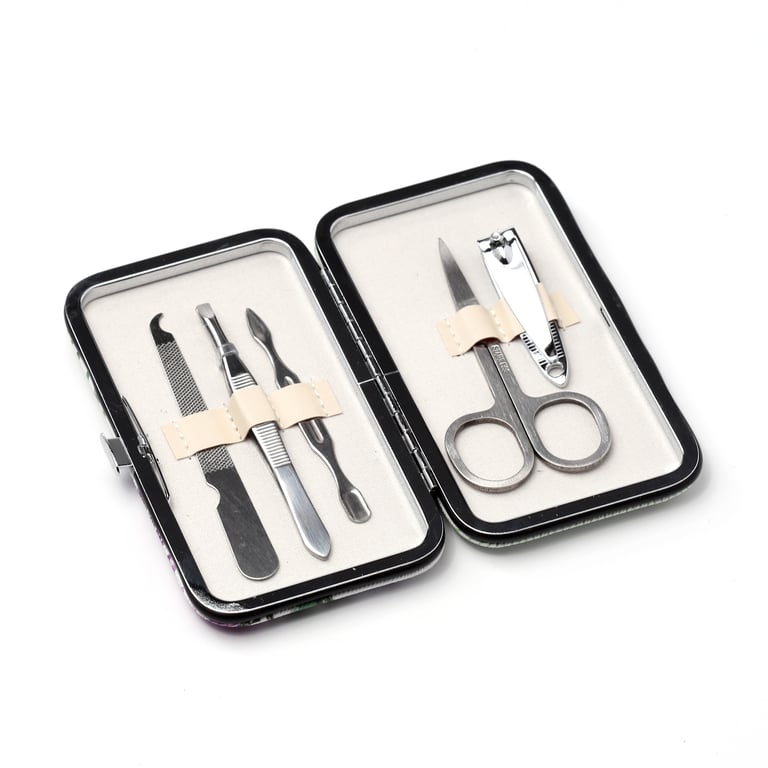 Butterfly Meadows 5-Piece Stainless Steel Manicure Set with Push Button Clasp
