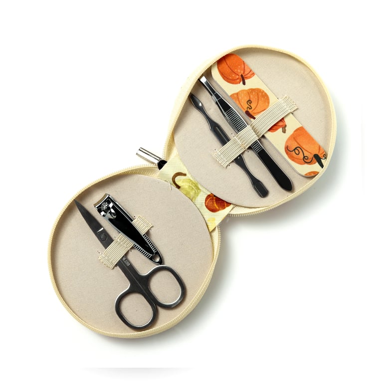 Autumn Harvest 5-Piece Polyurethane & Metal Manicure Set - Zip Up Beauty Tools