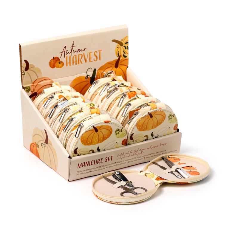 Autumn Harvest 5-Piece Polyurethane & Metal Manicure Set - Zip Up Beauty Tools