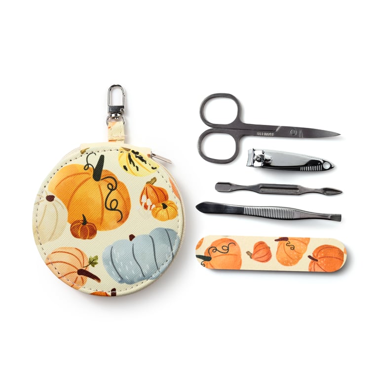 Autumn Harvest 5-Piece Polyurethane & Metal Manicure Set - Zip Up Beauty Tools