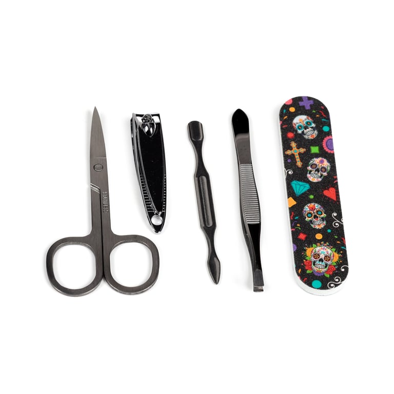 Polyurethane 5-Piece Round Manicure Set - Day of the Dead Home Beauty Tools
