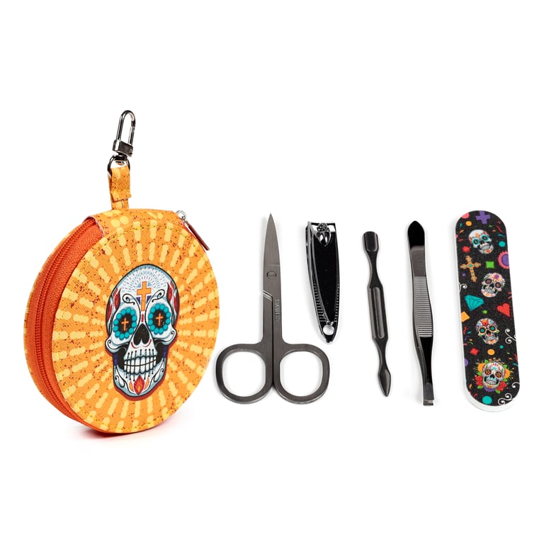 Polyurethane 5-Piece Round Manicure Set - Day of the Dead Home Beauty Tools