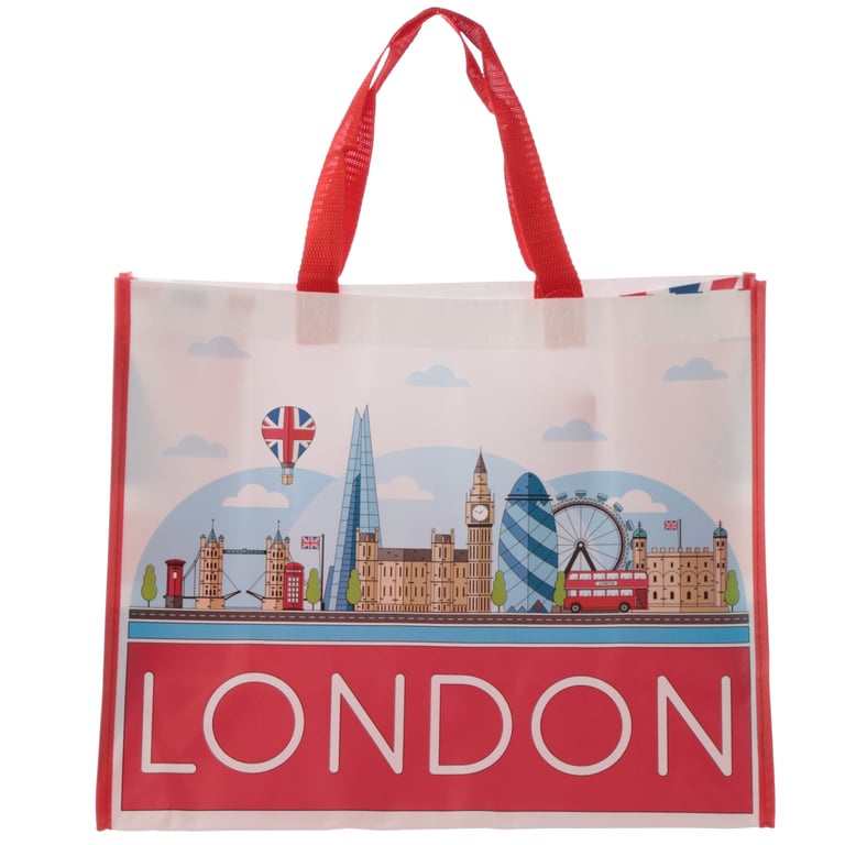 Durable Reusable London Icons Shopping Bag - Laminated Polypropylene and Eco-Friendly