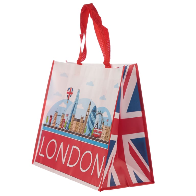 Durable Reusable London Icons Shopping Bag - Laminated Polypropylene and Eco-Friendly