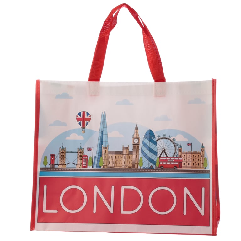 Durable Reusable London Icons Shopping Bag - Laminated Polypropylene and Eco-Friendly