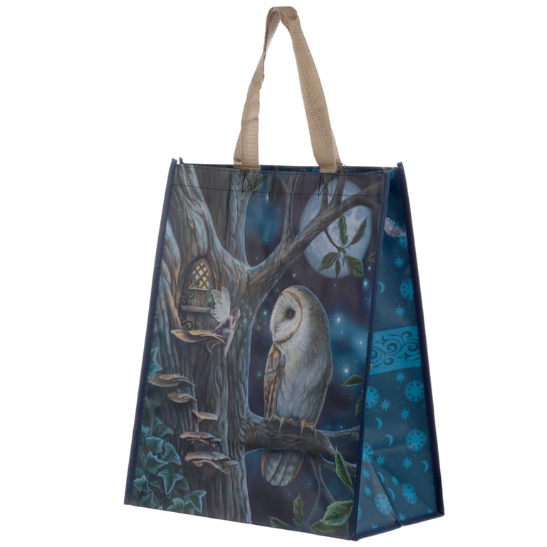 Durable Reusable Shopping Bag - Lisa Parker Fairy Tales Owl & Fairy Laminated Polypropylene