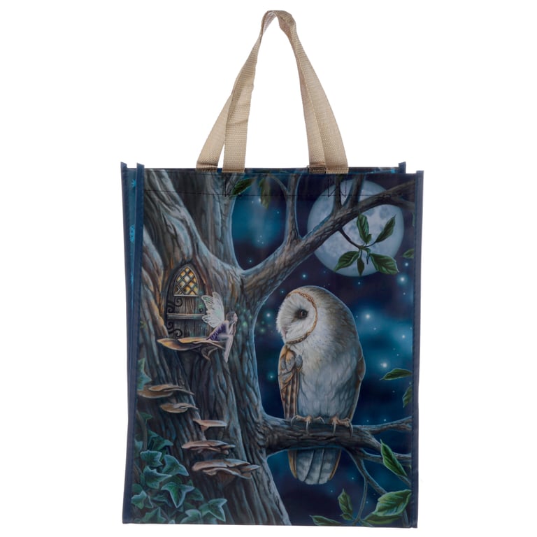 Durable Reusable Shopping Bag - Lisa Parker Fairy Tales Owl & Fairy Laminated Polypropylene