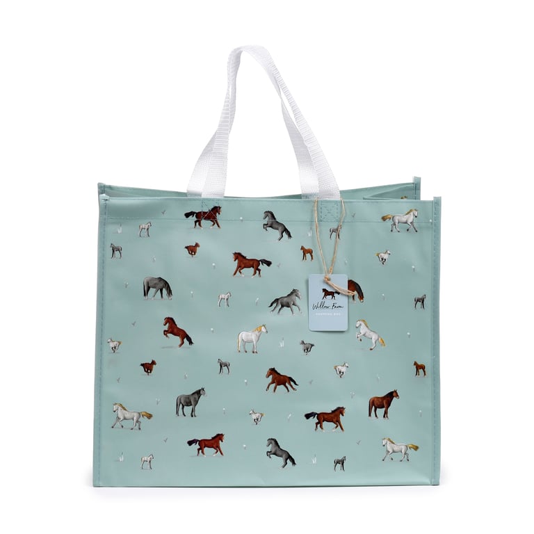 Durable Reusable Willow Farm Horse Shopping Bag - Laminated Polypropylene & Durable Handles