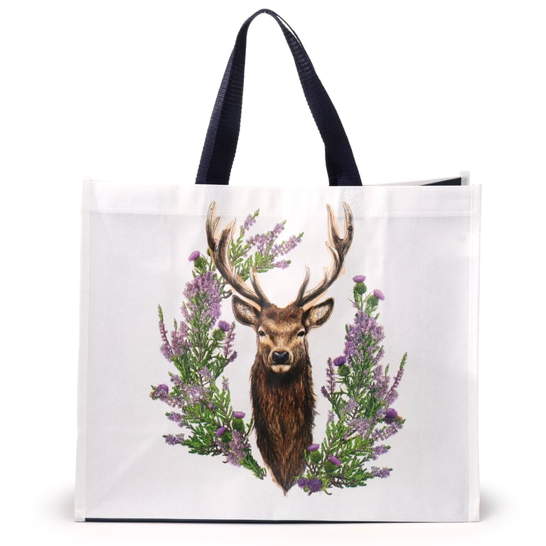 Durable Reusable Wild Stag Shopping Bag - Laminated Polypropylene with Eco-Friendly Webbing Handles