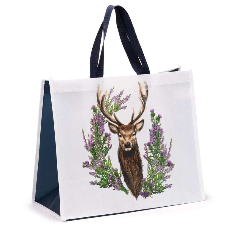 Durable Reusable Wild Stag Shopping Bag - Laminated Polypropylene with Eco-Friendly Webbing Handles