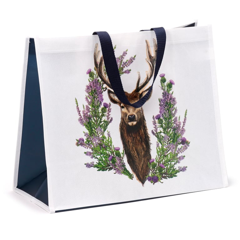 Durable Reusable Wild Stag Shopping Bag - Laminated Polypropylene with Eco-Friendly Webbing Handles