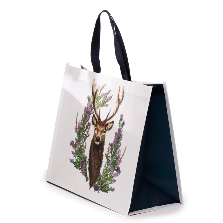 Durable Reusable Wild Stag Shopping Bag - Laminated Polypropylene with Eco-Friendly Webbing Handles
