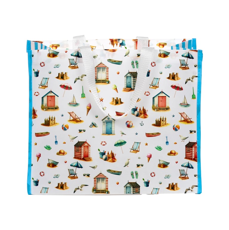 Durable Reusable Coastal Shopping Bag - Laminated Polypropylene and Easy to Clean Handles