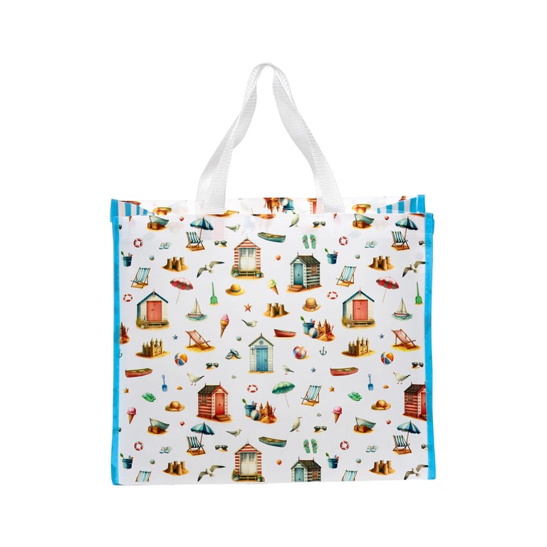 Durable Reusable Coastal Shopping Bag - Laminated Polypropylene and Easy to Clean Handles