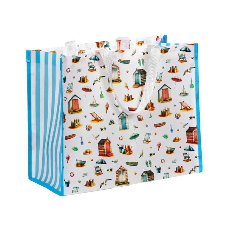 Durable Reusable Coastal Shopping Bag - Laminated Polypropylene and Easy to Clean Handles