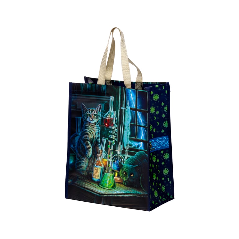 Lisa Parker Jekyll and Hyde Cats Reusable Shopping Bag - Durable Laminated Polypropylene Design with Easy Wipe Clean Handles
