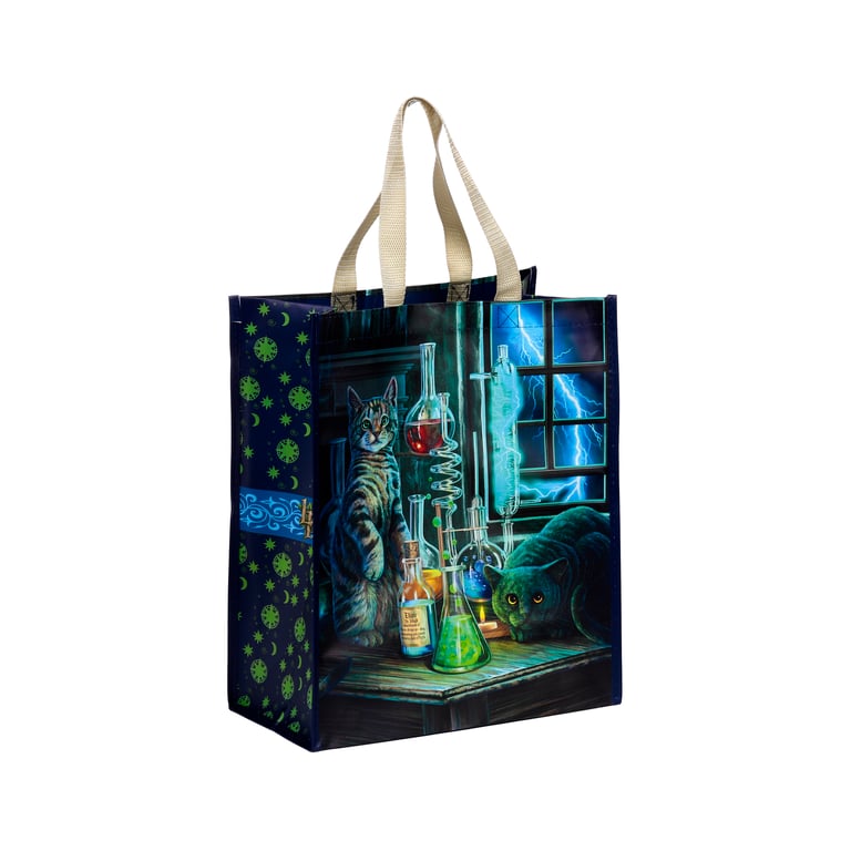 Lisa Parker Jekyll and Hyde Cats Reusable Shopping Bag - Durable Laminated Polypropylene Design with Easy Wipe Clean Handles