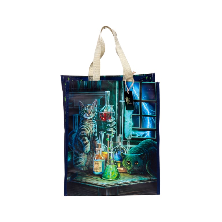 Lisa Parker Jekyll and Hyde Cats Reusable Shopping Bag - Durable Laminated Polypropylene Design with Easy Wipe Clean Handles