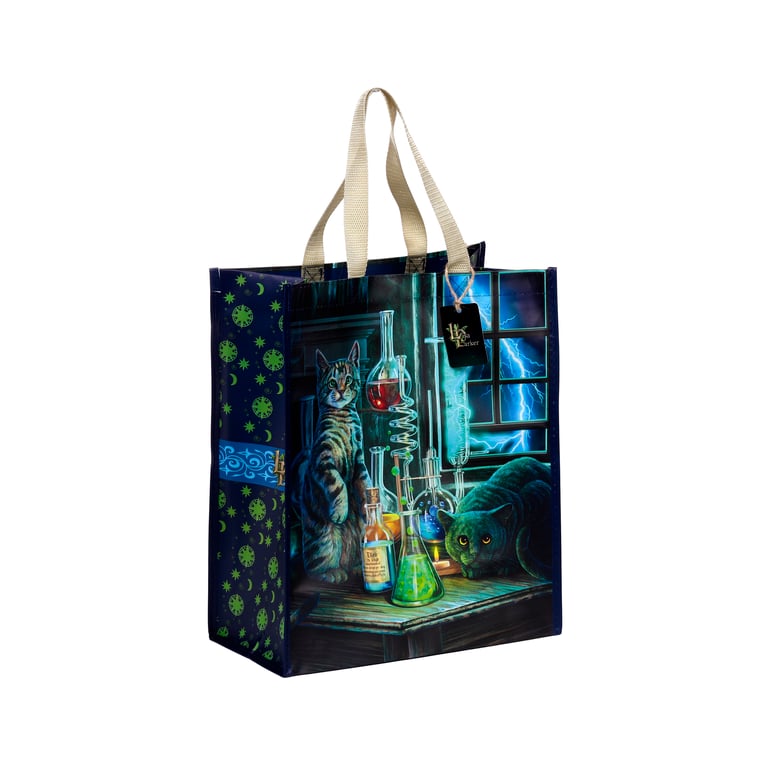 Lisa Parker Jekyll and Hyde Cats Reusable Shopping Bag - Durable Laminated Polypropylene Design with Easy Wipe Clean Handles