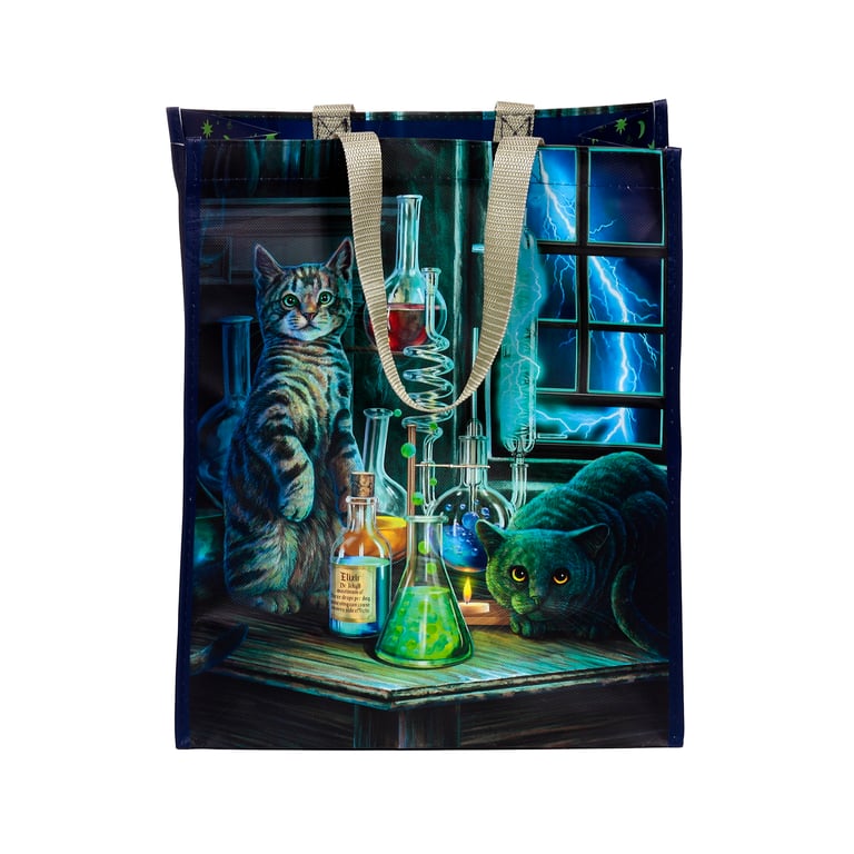 Lisa Parker Jekyll and Hyde Cats Reusable Shopping Bag - Durable Laminated Polypropylene Design with Easy Wipe Clean Handles
