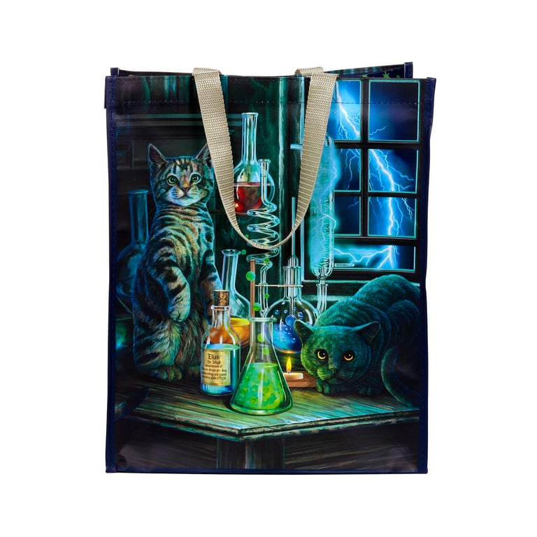 Lisa Parker Jekyll and Hyde Cats Reusable Shopping Bag - Durable Laminated Polypropylene Design with Easy Wipe Clean Handles