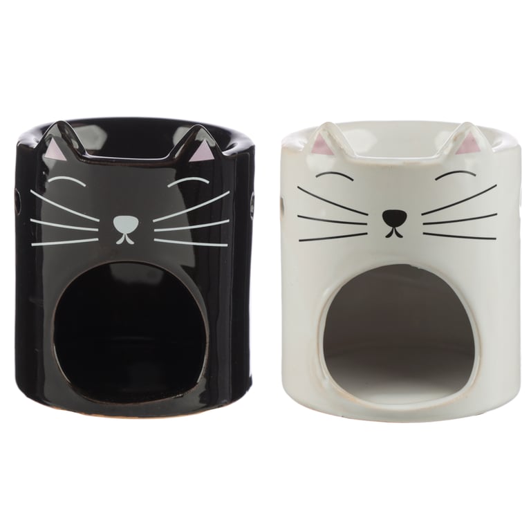 Dolomite Ceramic Feline Fine Cat Oil Burner - Home Fragrance Diffuser for Tea Light Candles and Oils