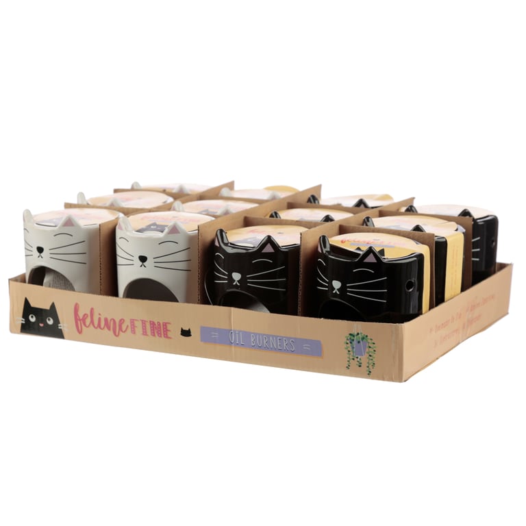 Dolomite Ceramic Feline Fine Cat Oil Burner - Home Fragrance Diffuser for Tea Light Candles and Oils