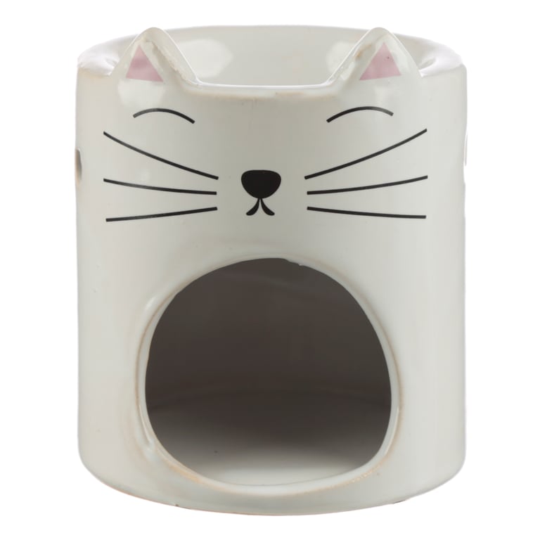Dolomite Ceramic Feline Fine Cat Oil Burner - Home Fragrance Diffuser for Tea Light Candles and Oils