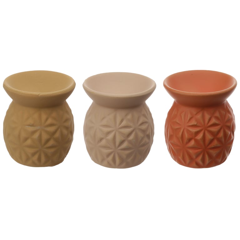 Dolomite Ceramic Embossed Triangle Pattern Oil Burner - Home Fragrance Diffuser