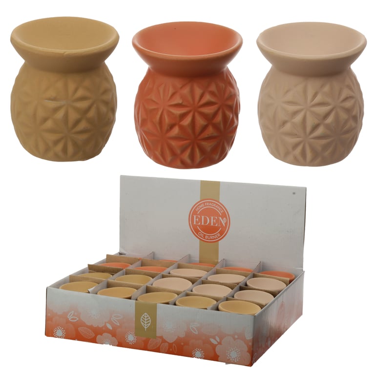 Dolomite Ceramic Embossed Triangle Pattern Oil Burner - Home Fragrance Diffuser
