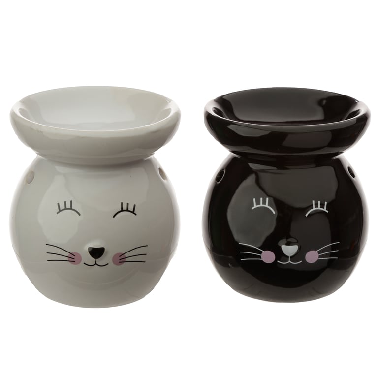 Ceramic Cat Face Dolomite Ceramic Oil Burner - Home Fragrance Diffuser with Tea Light Holder