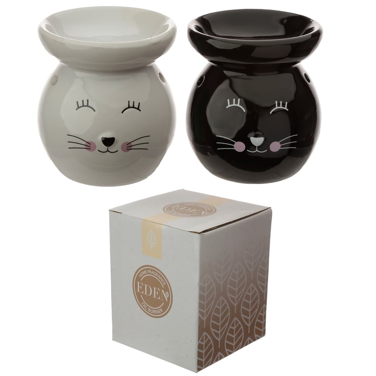 Ceramic Cat Face Dolomite Ceramic Oil Burner - Home Fragrance Diffuser with Tea Light Holder